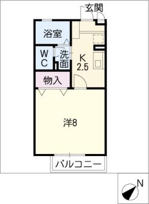 シャルムとみざわ(1K/2階)の間取り写真