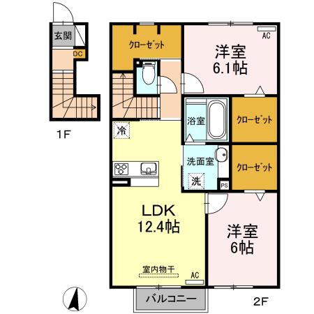 ＪＲ飯田線 豊川駅(愛知) 徒歩15分 2階建 築9年(2LDK/2階)の間取り写真