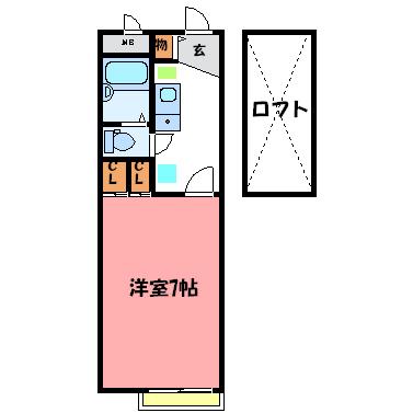 メイセイ(1K/2階)の間取り写真
