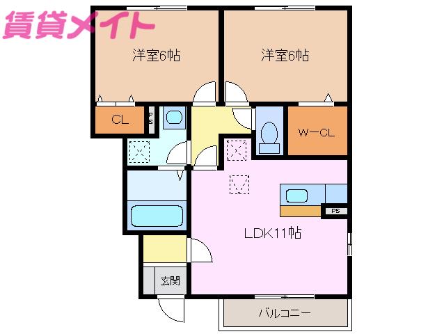 AIKA K(2LDK/1階)の間取り写真