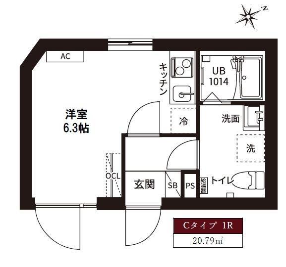 レピュア磯子駅前レジデンス(ワンルーム/1階)の間取り写真