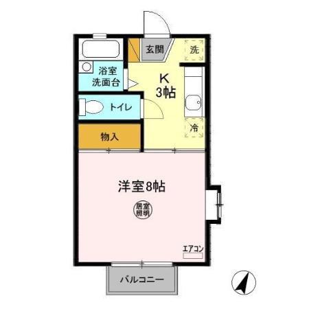 ライトハウスII(1K/1階)の間取り写真