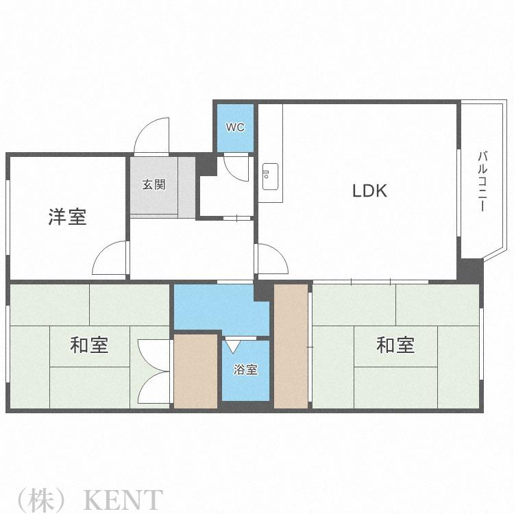 八幸ハイツ山の手(3LDK/3階)の間取り写真