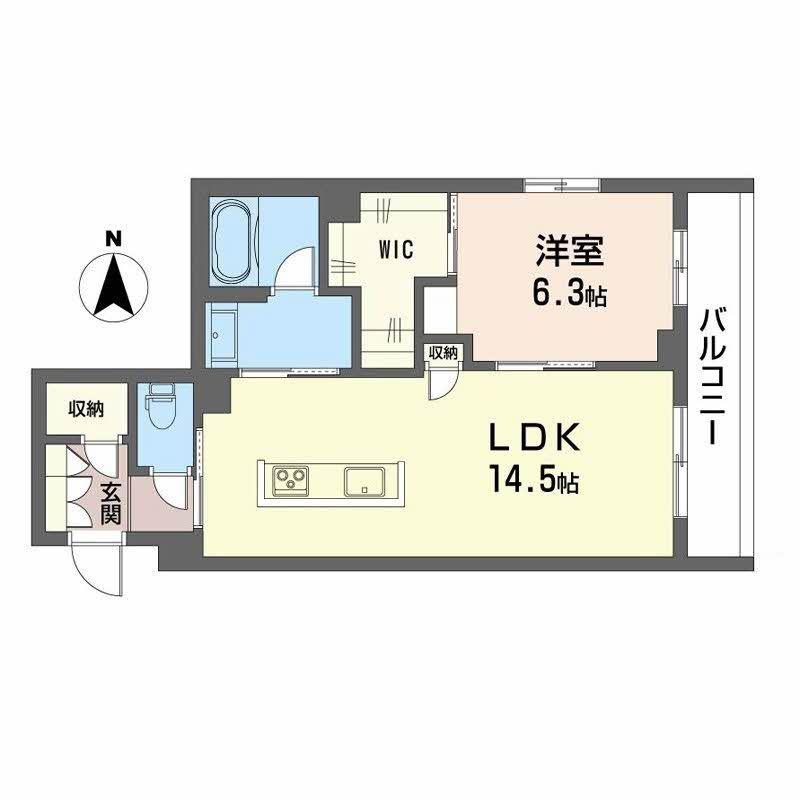 オースピシャス大安寺(1LDK/3階)の間取り写真