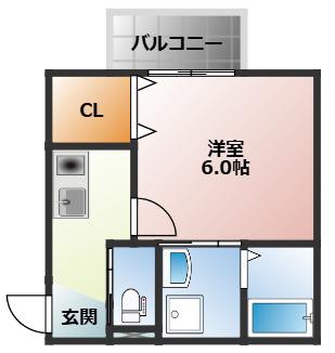 GOODLIFE鶴橋(1K/2階)の間取り写真