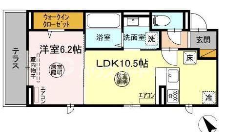 D-ROOM花園(1LDK/3階)の間取り写真