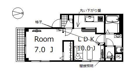 サンシャイン飯塚(1LDK/1階)の間取り写真