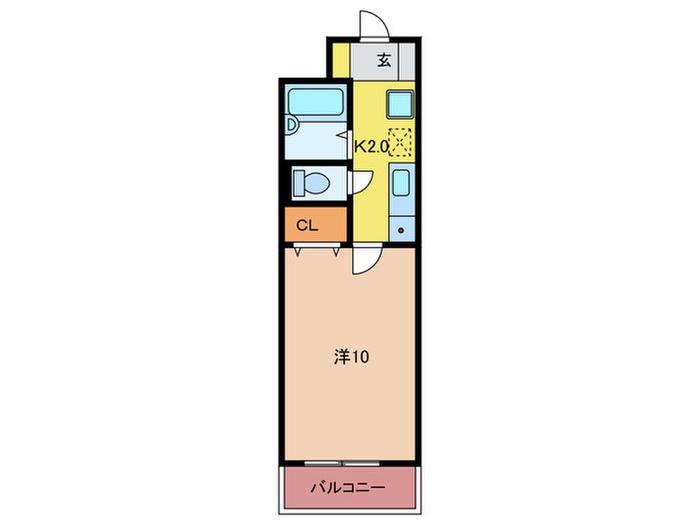 エルヴェール新宮(1K/2階)の間取り写真