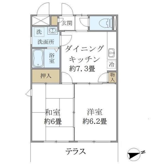 フォルス船橋III(2DK/1階)の間取り写真