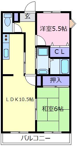 スタンドアップ野々上(2LDK/4階)の間取り写真