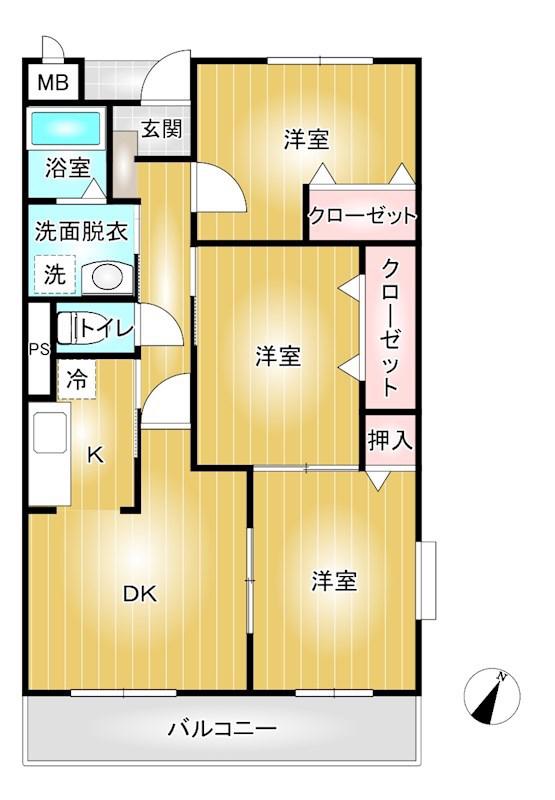 セゾン古久家(3LDK/1階)の間取り写真