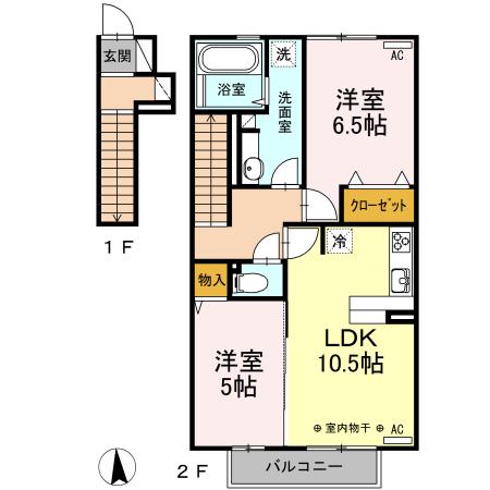 メゾンドプランドール(2LDK/2階)の間取り写真