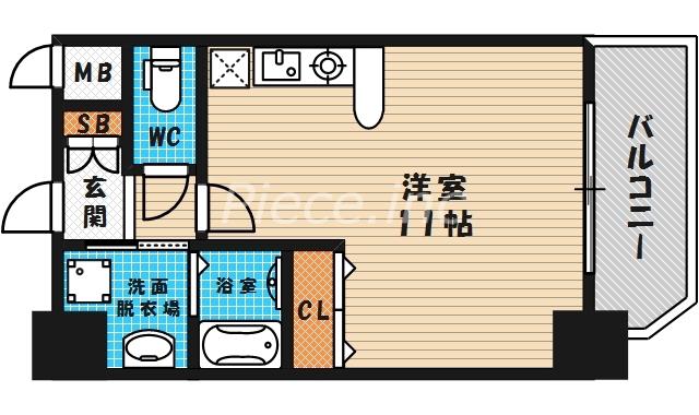 ブラーヴォ梅田北(ワンルーム/2階)の間取り写真