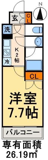 アイル キャナルシティ駒形(1K/4階)の間取り写真