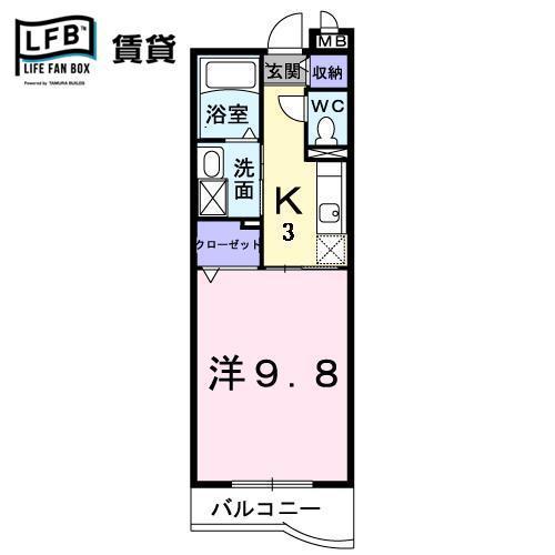 カルム・ソレイユ(1K/3階)の間取り写真