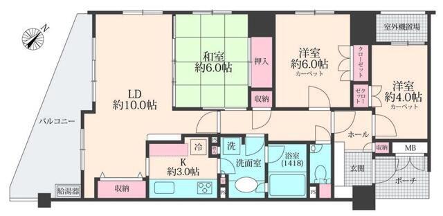 ビーズタワー橋本 W棟(3LDK/4階)の間取り写真