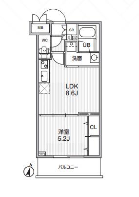 ALIVIS志村三丁目(1LDK/3階)の間取り写真