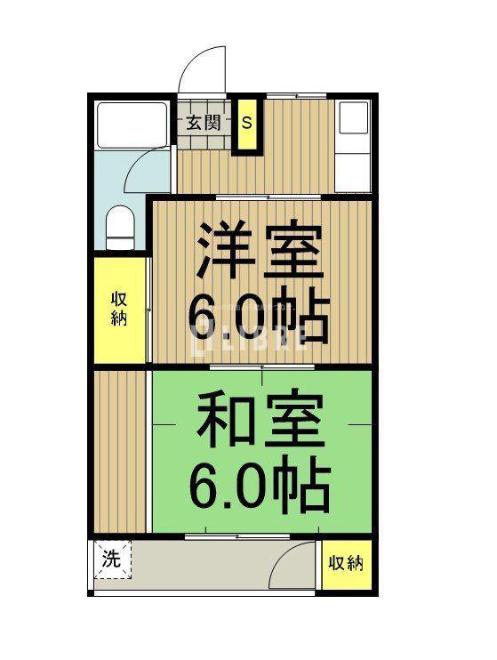 平田荘(2K/2階)の間取り写真
