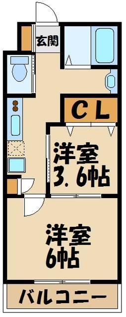 ヴィラウィスタリア(2K/1階)の間取り写真