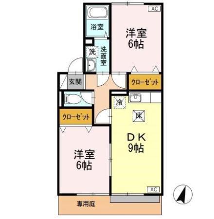 グランメール大野(2DK/1階)の間取り写真