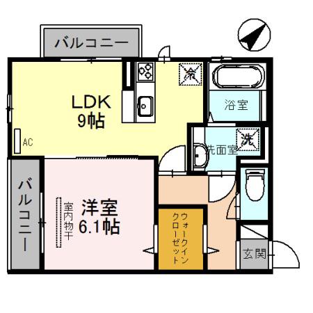 ティーガーデンヴィレッジ(1LDK/1階)の間取り写真