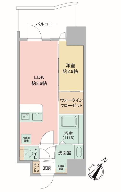 セレニテ神戸駅前アリエ(1LDK/2階)の間取り写真