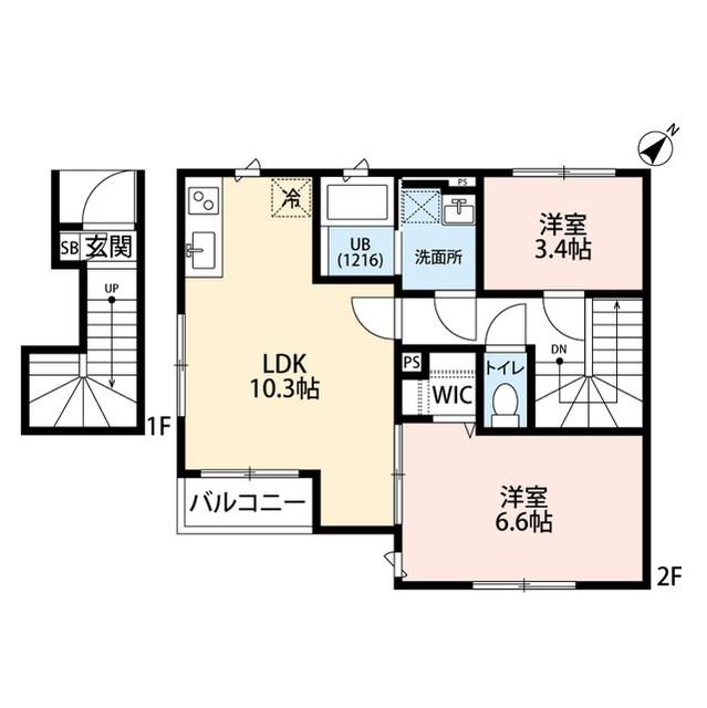 フォルクス(1SLDK/2階)の間取り写真