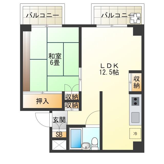シルバーハイツ鷺洲(1LDK/5階)の間取り写真