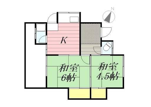 光進ハイツ長屋(2K/1階)の間取り写真