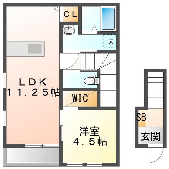 リーブルファイン東磯山(1LDK/2階)の間取り写真