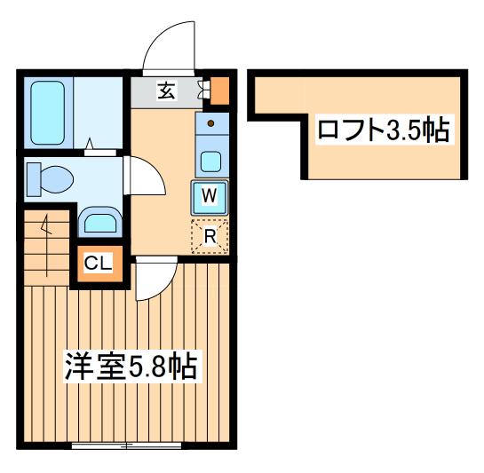 アルシオーネ相生(1K/2階)の間取り写真