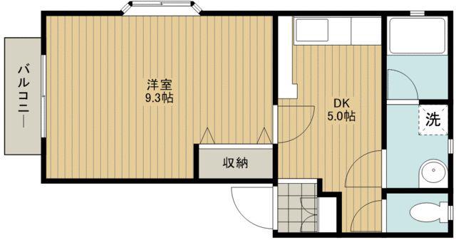 カレッジ野口(1DK/2階)の間取り写真