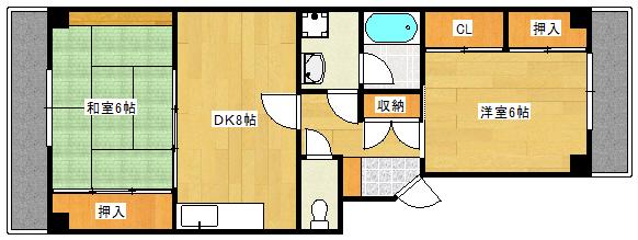 第一パールM住村(2DK/1階)の間取り写真