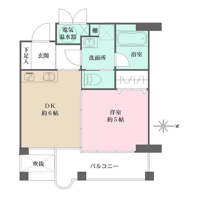 チェリービュウ芦屋川(1DK/5階)の間取り写真