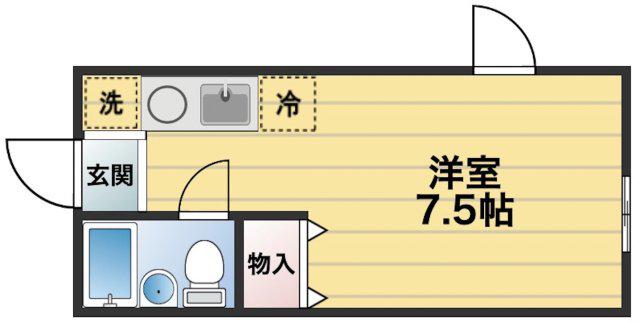プレイントゥリーハイツ(ワンルーム/3階)の間取り写真