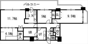 知事公館前タワーレジデンス(3LDK/25階)の間取り写真