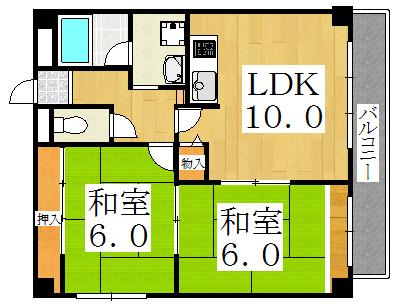 アンボジュール日愛(2LDK/4階)の間取り写真