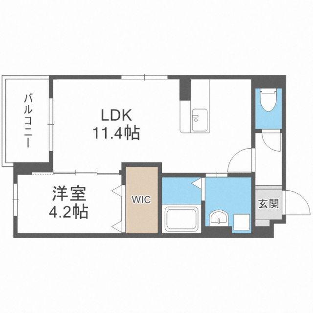 LIFEFIELD仲畑(1LDK/4階)の間取り写真