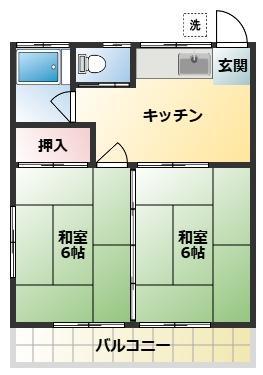 丸晃コーポA(2K/2階)の間取り写真