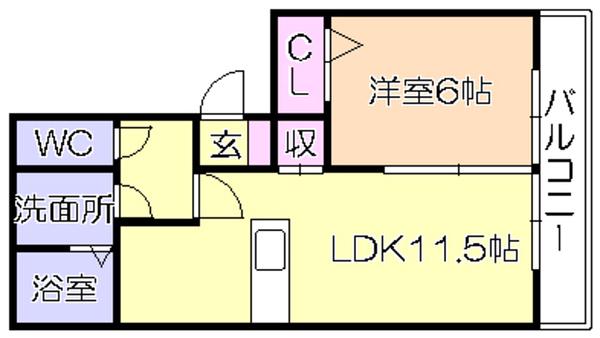 カトレアコート(1LDK/1階)の間取り写真