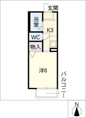 セジュール国府(1K/1階)の間取り写真