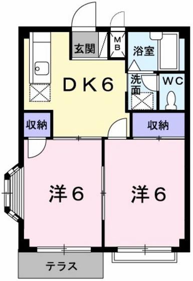エルディムS(2DK/1階)の間取り写真