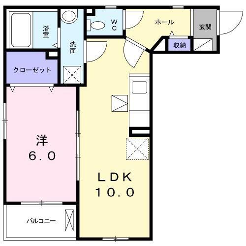 メルベーユ(1LDK/1階)の間取り写真