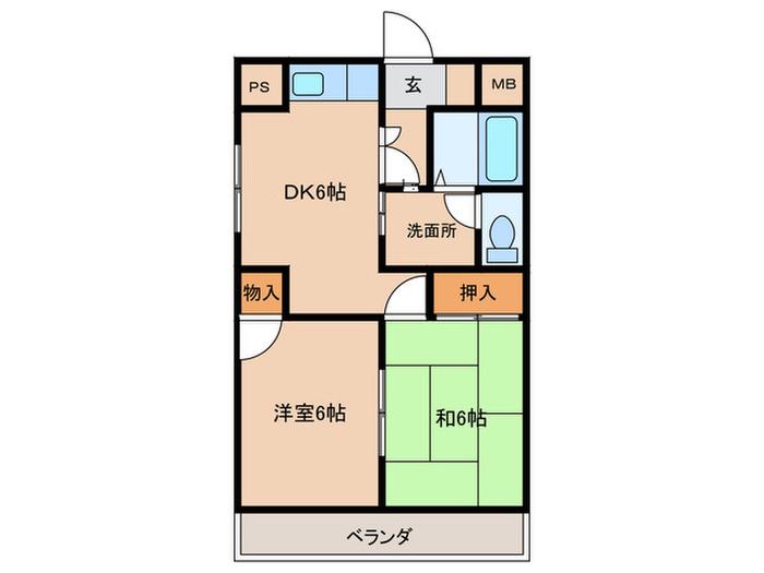 アルファーハイツ春日I(2DK/3階)の間取り写真
