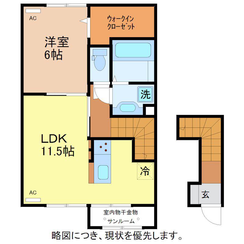 MIYABI(1LDK/1階)の間取り写真