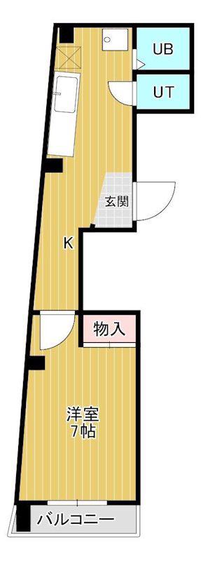 モナハイツ新浜(1K/3階)の間取り写真