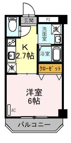双輪建物第八コーポ(1K/3階)の間取り写真