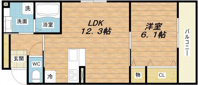 ティー・ツー(1LDK/1階)の間取り写真
