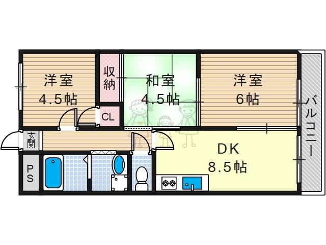 コーポスタンレー(3DK/5階)の間取り写真