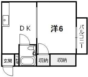 アイビル楽々園(1DK/1階)の間取り写真